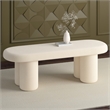 Pemberly Row Contemporary Boucle Fabric Oval Bench in Cream Finish