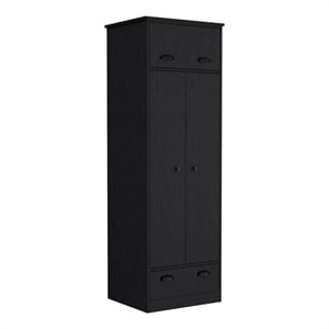 Pemberly Row Contemporary Engineered Wood Armoire with 2-Doors in Black