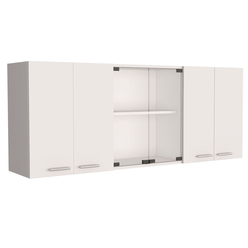 Pemberly Row Contemporary 2-Piece Engineered Wood Kitchen Set in White