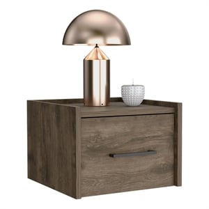 Pemberly Row Floating Nightstand Engineered wood Handy Drawer Dark Brown