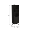 Pemberly Row Bar Double Door Cabinet 8 Built in Wine Rack 4 Legs 4 Shelves Black