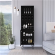 Pemberly Row Bar Double Door Cabinet 8 Built in Wine Rack 4 Legs 4 Shelves Black