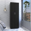 Pemberly Row Armoire 2 Shelves Rod Double Door Cabinet Armoire in Black
