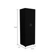 Pemberly Row Armoire 2 Shelves Rod Double Door Cabinet Armoire in Black