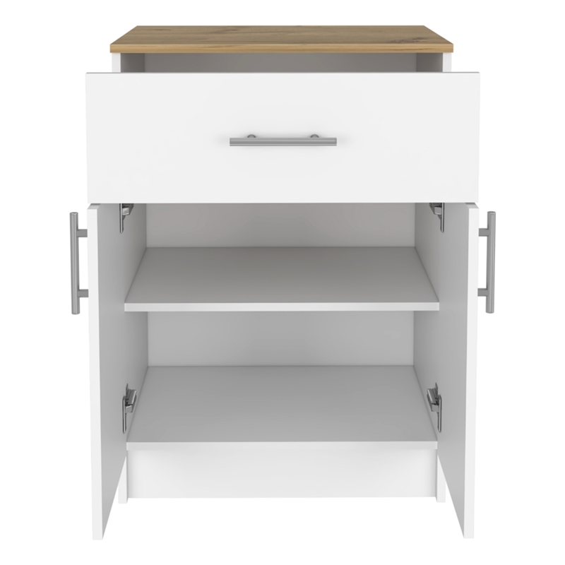 Pemberly Row Cabinet 1 Drawer 2 Shelves 2 Doors White/Light Oak Engineered wood