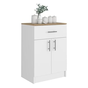 Pemberly Row Cabinet 1 Drawer 2 Shelves 2 Doors White/Light Oak Engineered wood
