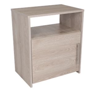 Pemberly Row Nightstand Single Door Cabinet 1 Shelf Superior Top in Light Gray