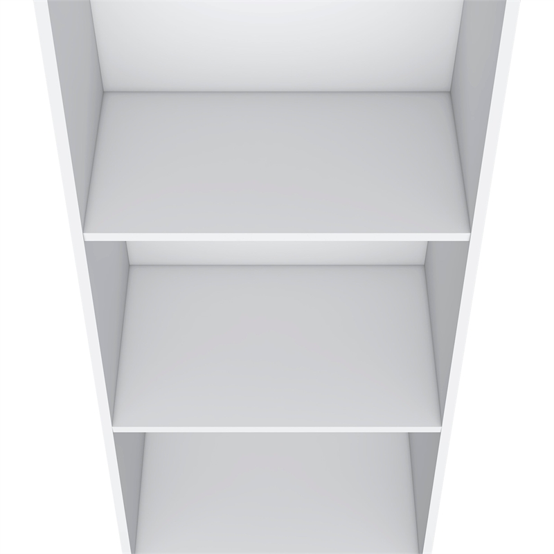 Pemberly Row Contemporary Bookcase with 3 Shelves in White Finish