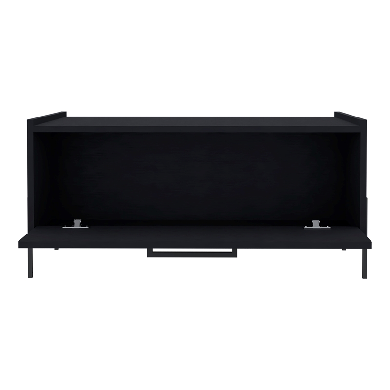 Pemberly Row Contemporary Coffee Table 1 Shelf 4 Legs in Black