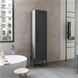 Pemberly Row Contemporary Wooden Cabinet with 1-Door and 4-Shelves in Matt Gray