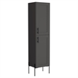 Pemberly Row Contemporary Wooden Cabinet with 1-Door and 4-Shelves in Matt Gray