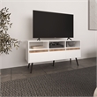 Pemberly Row Contemporary TV Stand 3 Drawers 3 Shelves White Natural Oak