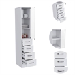 Pemberly Row Engineered wood Cabinet With 3 Shelves & 4 Drawers in White Wood