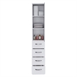 Pemberly Row Engineered wood Cabinet With 3 Shelves & 4 Drawers in White Wood