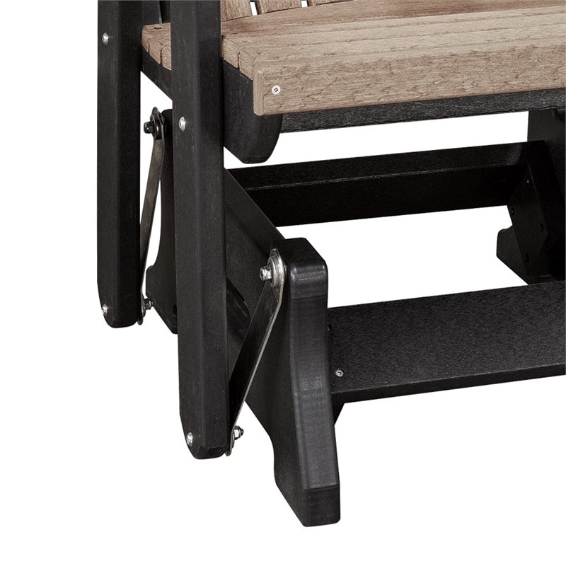 Pemberly Row Coastal Resin Double Glider with Center Table in Black