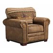 Pemberley Row Microfiber Brown Arm Chair Rectangular Nailhead Accents 36