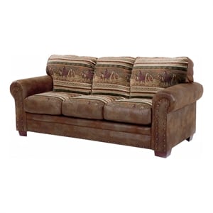 Pemberly Row Wild Horses 88&quot Microfiber Sleeper Sofa in Brown