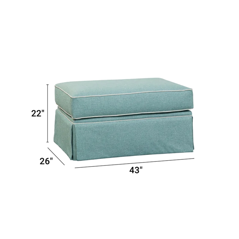 Pemberly Row Coastal Fabric Upholstered Ottoman in Turquoise
