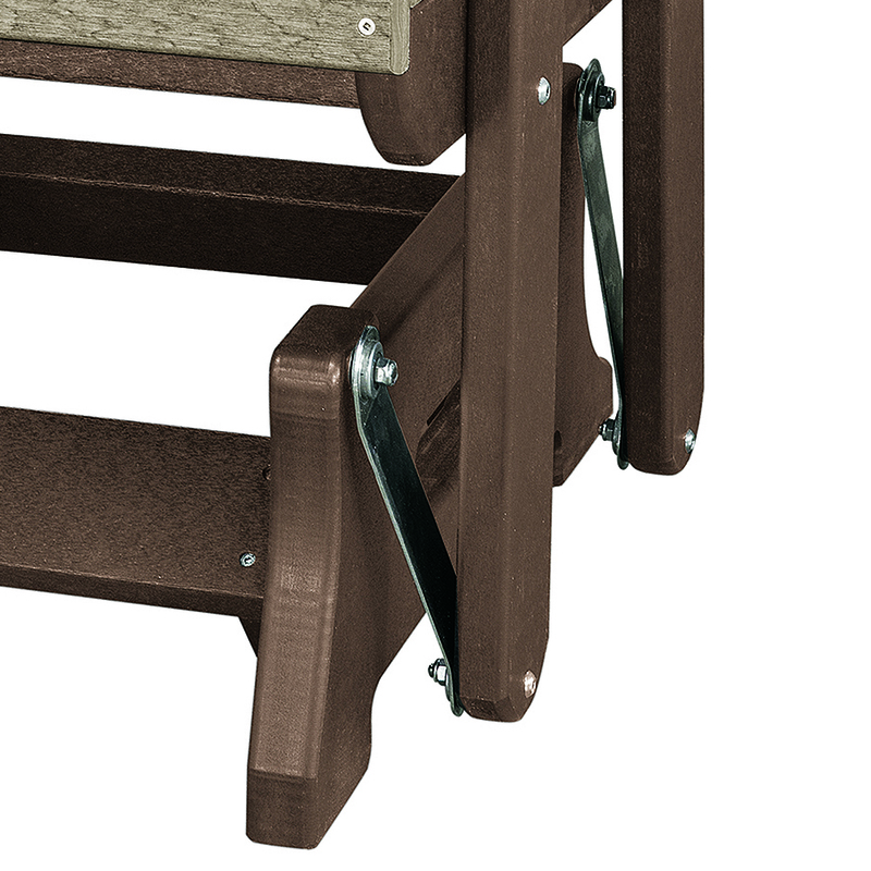 Pemberly Row Coastal Resin Double Glider with Center Table in Brown