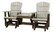 Pemberly Row Coastal Resin Double Glider with Center Table in Brown