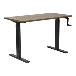 Pemberly Row 47.25&quot Wood Adjustable Height Desk in Danish Walnut