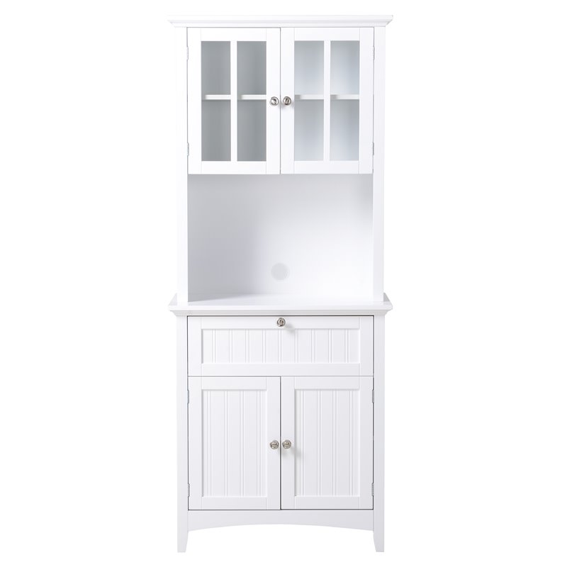 Pemberley Row Paper Laminate Wood White Buffet and Hutch Rectangular Durable 70.25