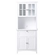 Pemberley Row Paper Laminate Wood White Buffet and Hutch Rectangular Durable 70.25