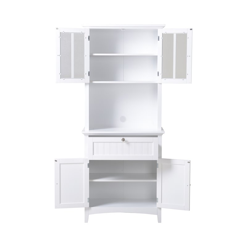 Pemberley Row Paper Laminate Wood White Buffet and Hutch Rectangular Durable 70.25
