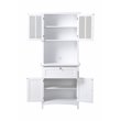 Pemberley Row Paper Laminate Wood White Buffet and Hutch Rectangular Durable 70.25