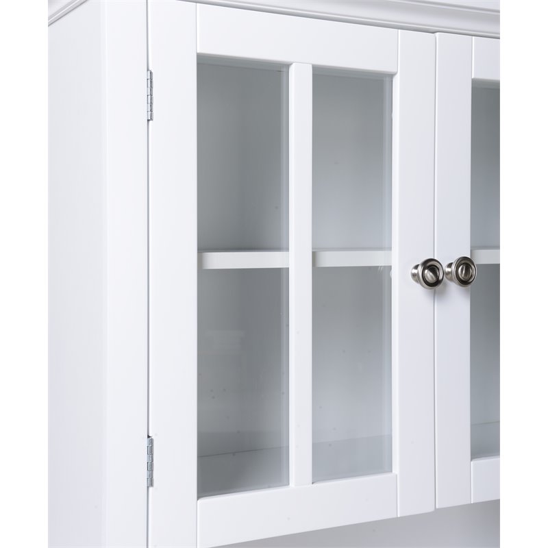 Pemberley Row Paper Laminate Wood White Buffet and Hutch Rectangular Durable 70.25
