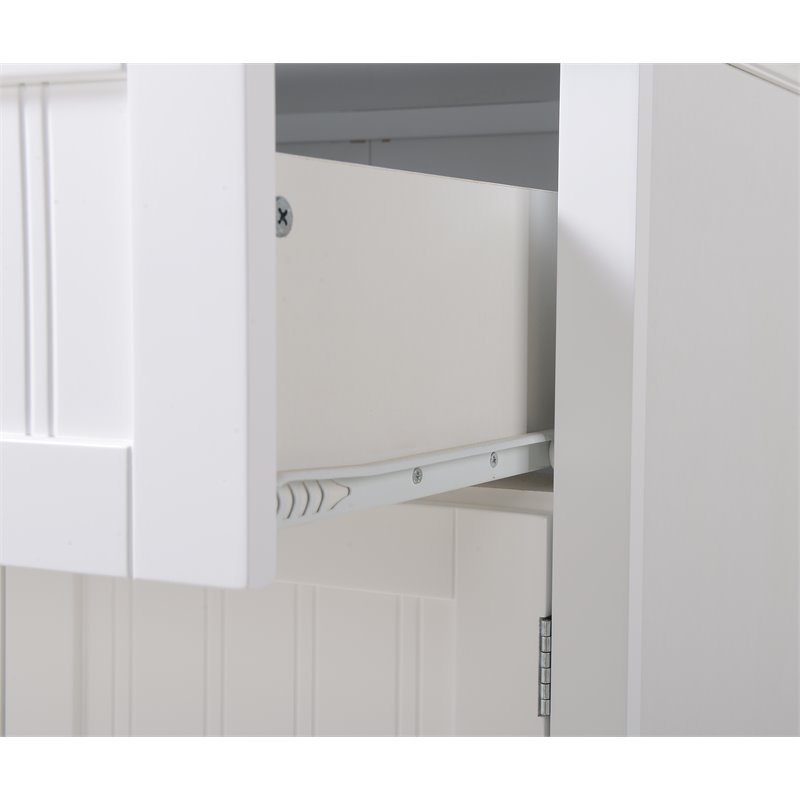 Pemberley Row Paper Laminate Wood White Buffet and Hutch Rectangular Durable 70.25