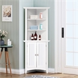 Pemberly Row Farmhouse Engineered Wood Corner White Kitchen Cabinet