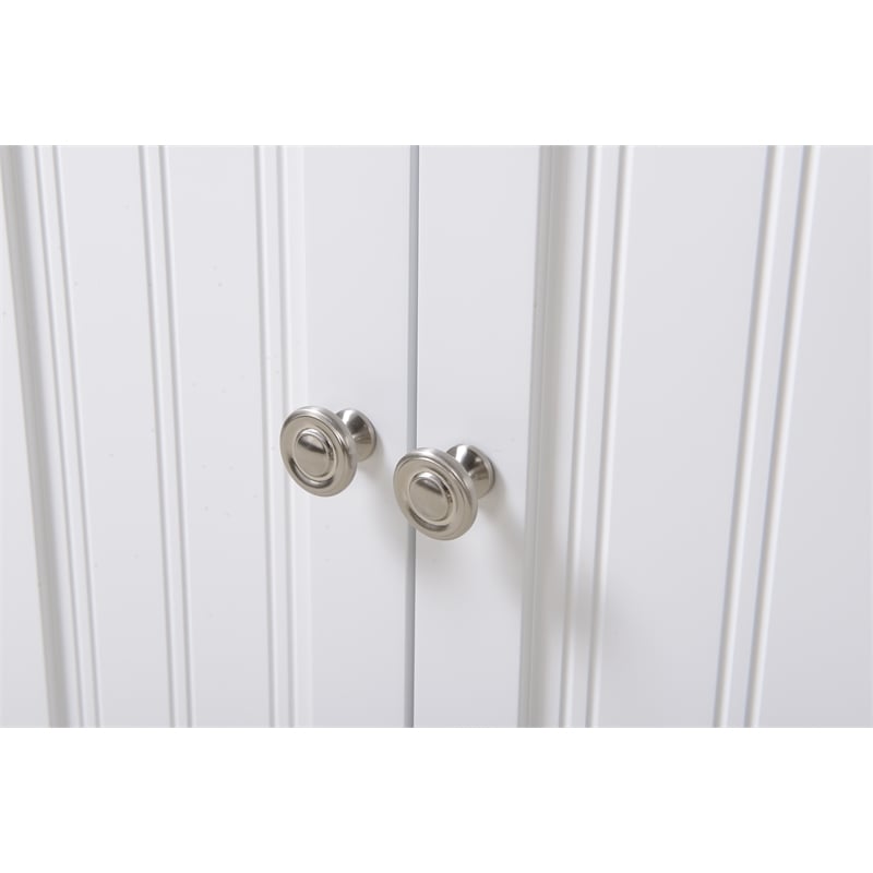 Pemberly Row Farmhouse Engineered Wood Corner White Kitchen Cabinet