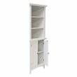 Pemberly Row Farmhouse Engineered Wood Corner White Kitchen Cabinet