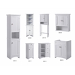 Pemberly Row Farmhouse Engineered Wood Corner White Kitchen Cabinet