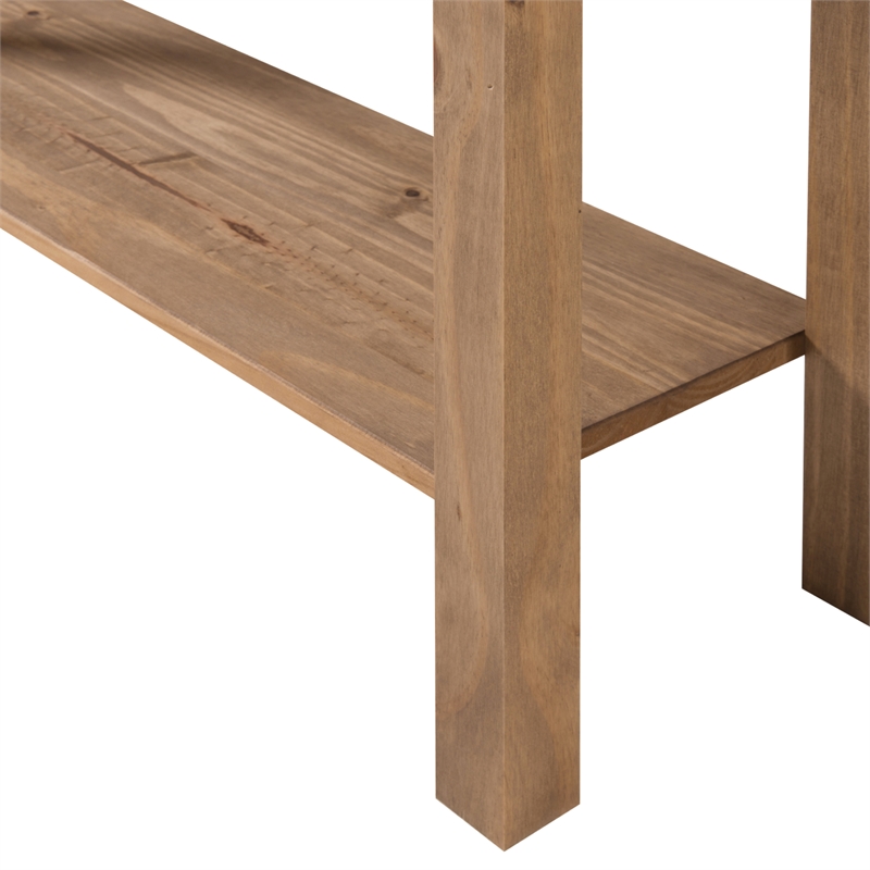 Pemberley Row Solid Pine Antique Honey Brown Hall Table Rectangular Ready to Assemble