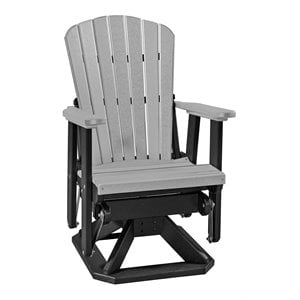 Pemberly Row Resin Fan Back Swivel Glider in Light Gray/Black