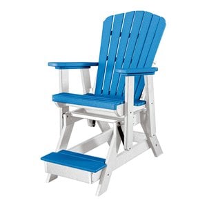 Pemberly Row Coastal Resin Fan Back Balcony Glider in Blue/White