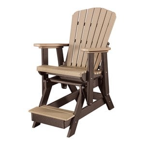 Pemberly Row Resin Fan Back Balcony Glider in Cedar/Tudor Brown