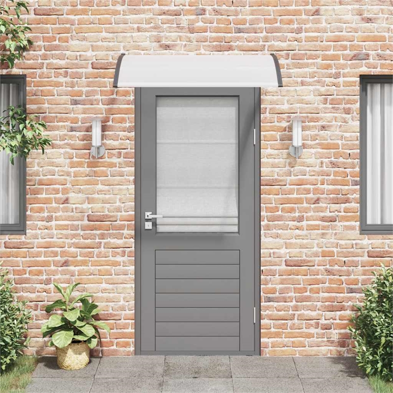 Pemberly Row Durable Synthetic Polycarbonate Door Canopy in Black/Clear
