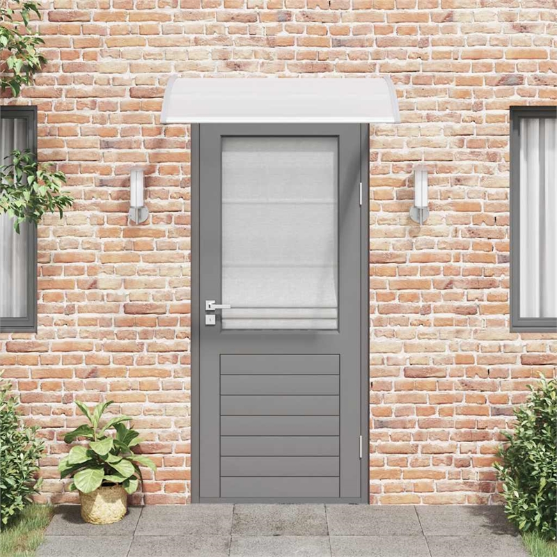 Pemberly Row Polycarbonate and Aluminum Door Canopy in Grey/Transparent