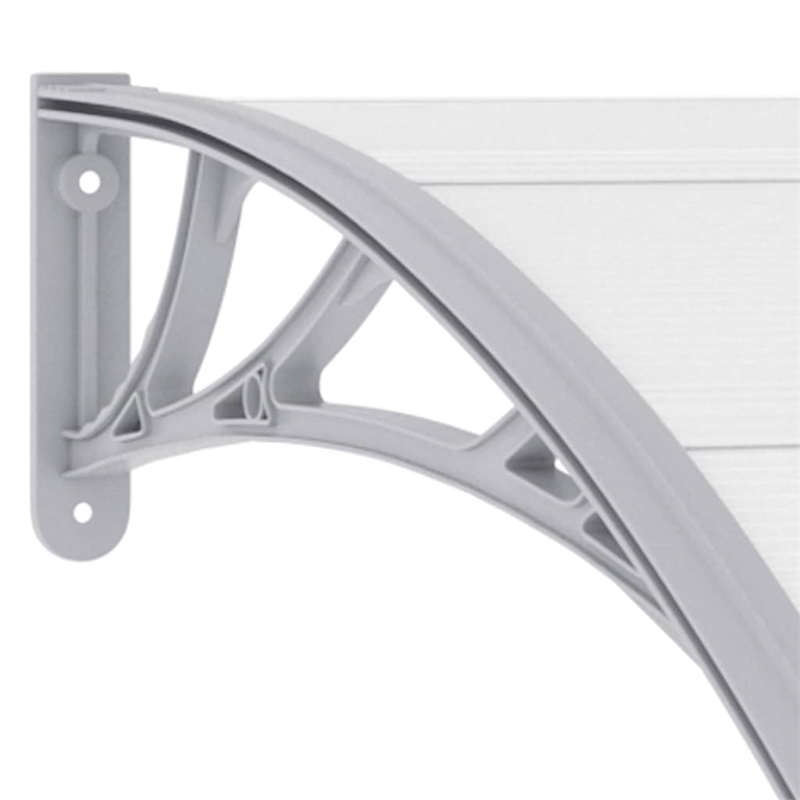 Pemberly Row Polycarbonate and Aluminum Door Canopy in Grey/Transparent