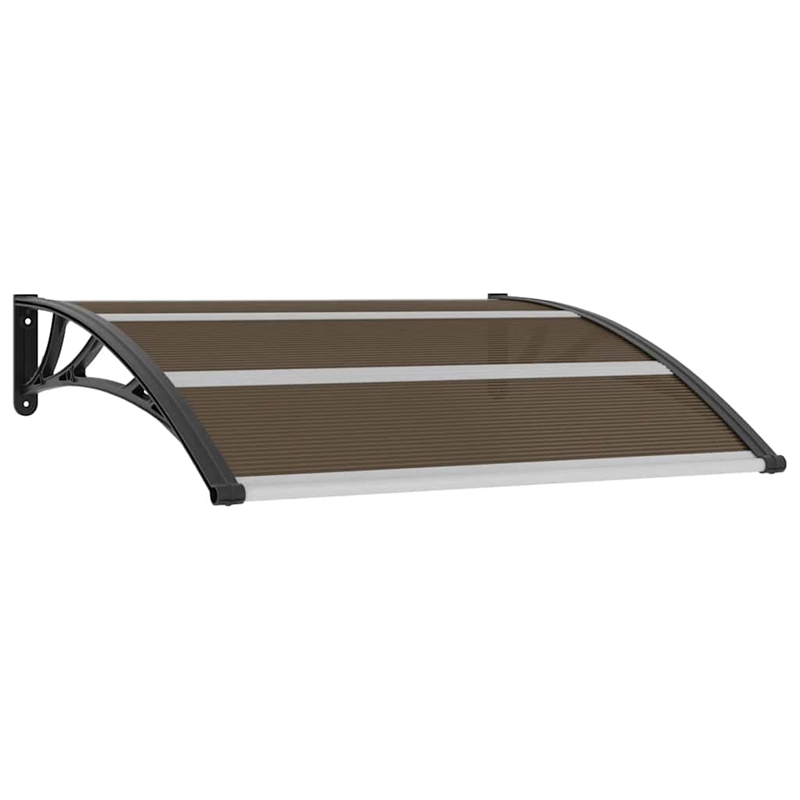 Pemberly Row Durable Polycarbonate Door Canopy in Brown/Black/Clear