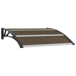 Pemberly Row Durable Polycarbonate Door Canopy in Brown/Black/Clear