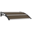 Pemberly Row Durable Polycarbonate Door Canopy in Brown/Black/Clear