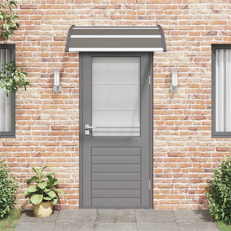Pemberly Row Durable Polycarbonate Door Canopy in Brown/Black/Clear