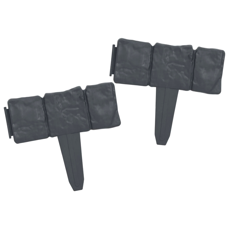 Pemberly Row Durable and Decorative 41PCs Stone Look Plastic Lawn Fence