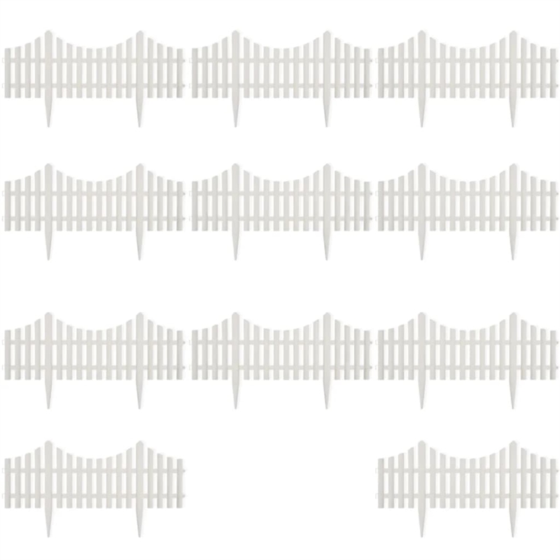 Pemberly Row Durable 17 pcs 32.8 ft Lawn Divider in White Finish