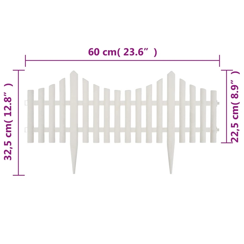 Pemberly Row Durable 17 pcs 32.8 ft Lawn Divider in White Finish
