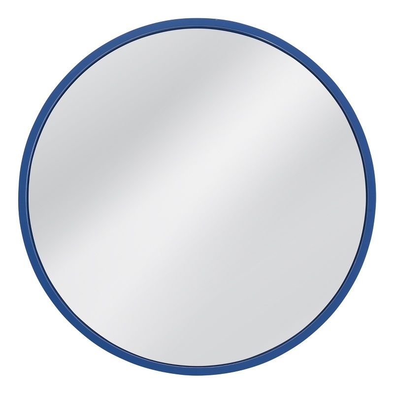 Pemberly Row Round Wall Mirror with Sleek Resin Frame in Navy Blue